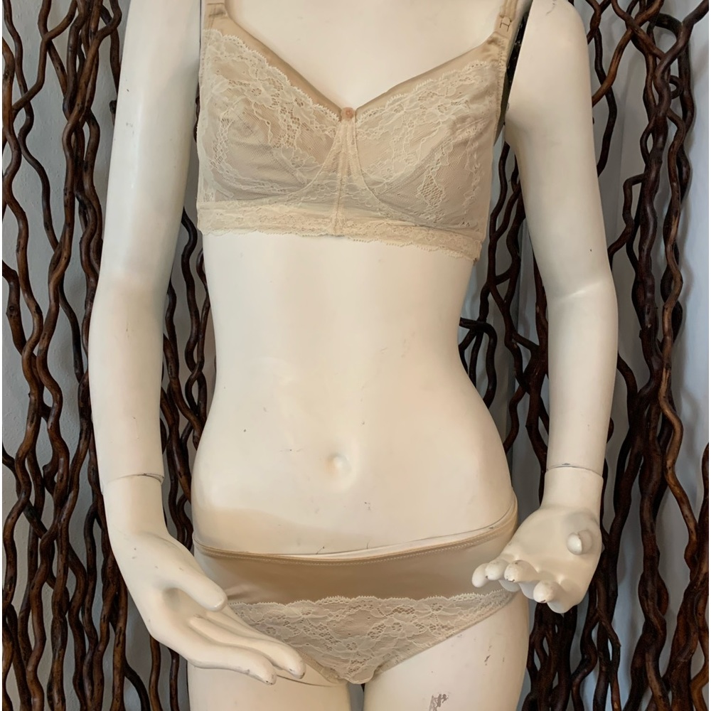 New Amoralia Satin And Lace Nougatine Maternity Bra